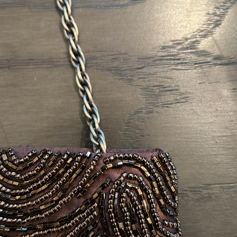 Elegant Brown Beaded Clutch - Picture 5 of 6